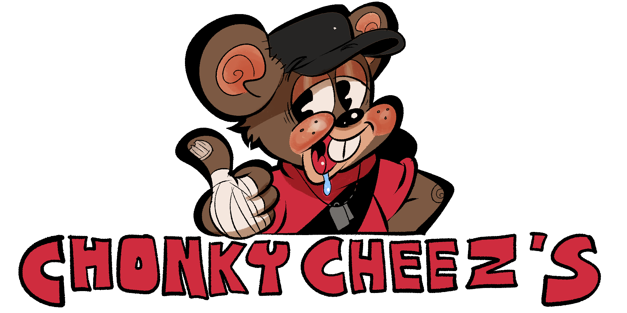 drawing of rat man with the logo CHONKY CHEEZ