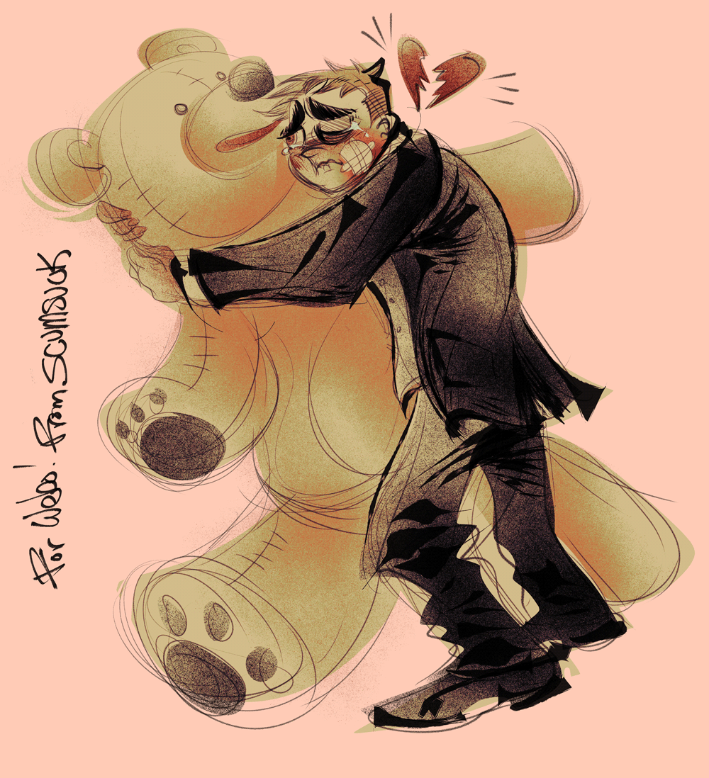 Alex hugging a big bear!