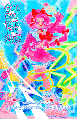 gorl scout yearbook cover: a magical girl in all pink