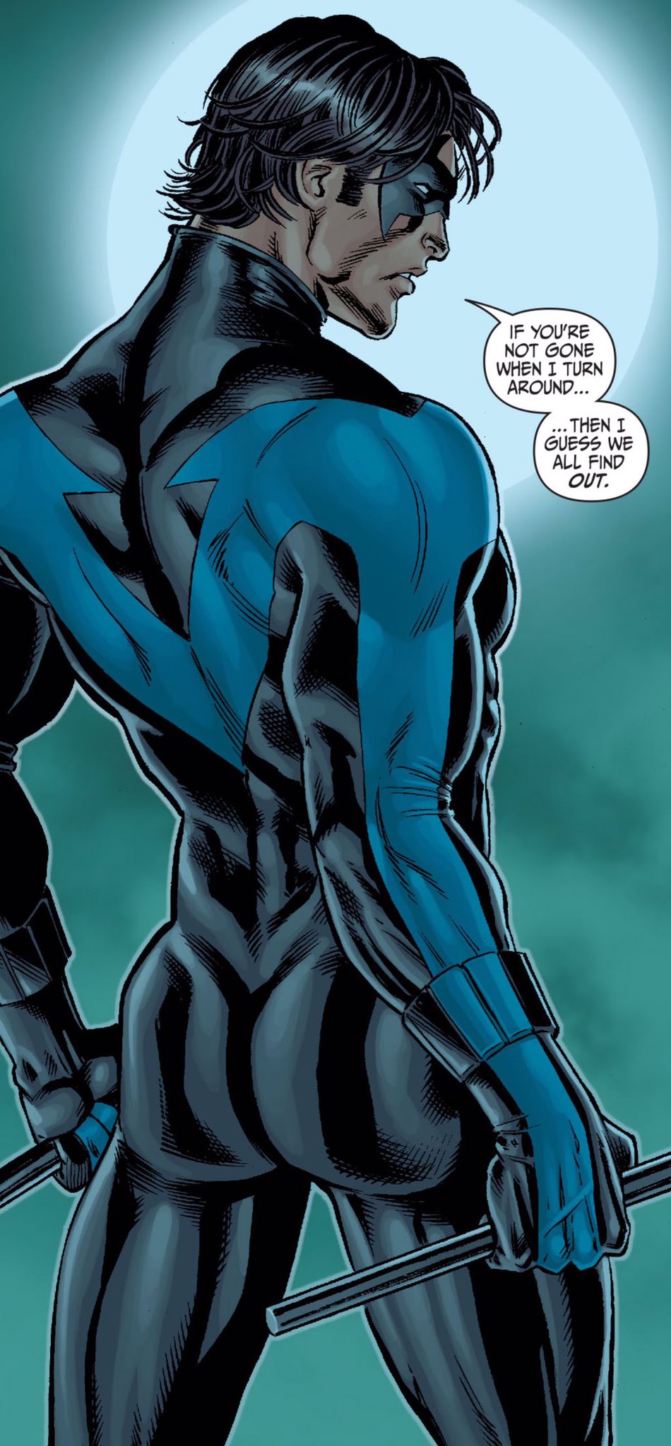 nightwing art of him with his huge butt facing the camera